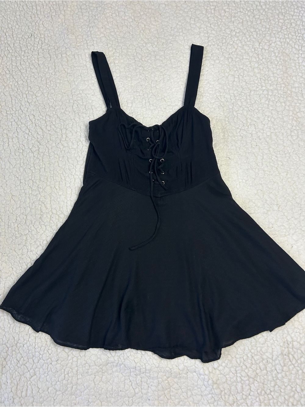 Free People Intimately Babydoll Top Women's XS Black Lace Up Top Soft Stretch